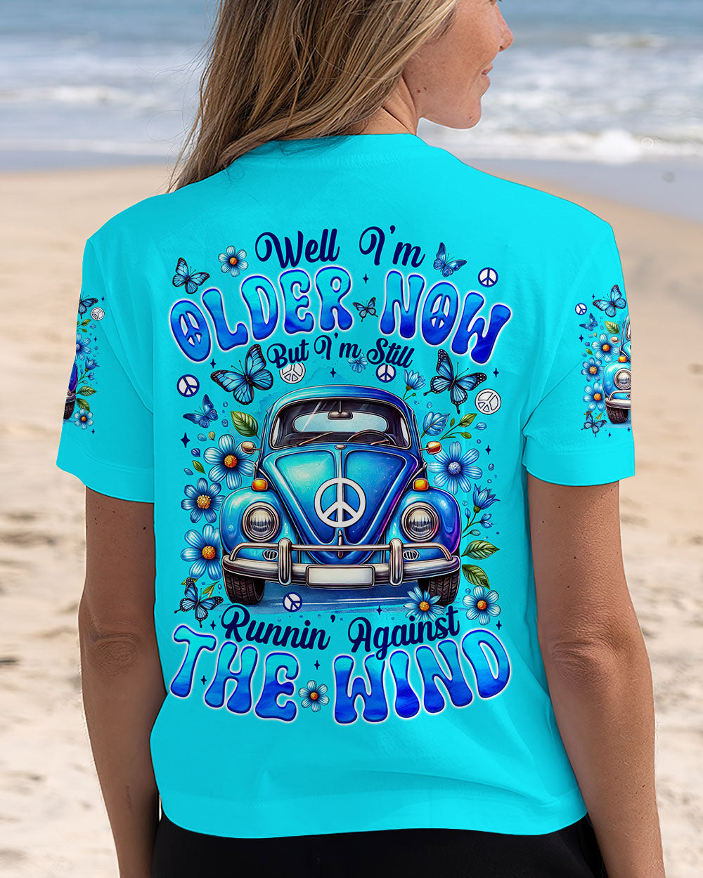 Older Now Still Runnin Against the Wind Blue VW Bug Car Graphic AOP Shirts _5_ UMjIy