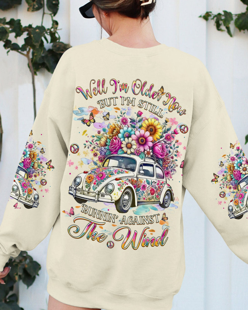 Older Now Still Runnin Against the Wind Floral Hippie Car Graphic for Women AOP Shirts _10_ AjDAL