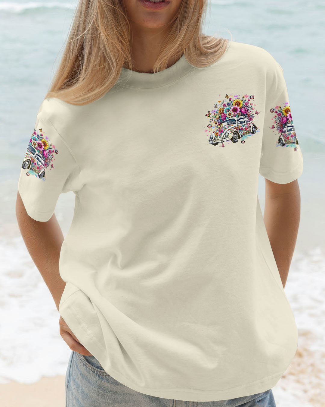 Older Now Still Runnin Against the Wind Floral Hippie Car Graphic for Women AOP Shirts _3_ OK419