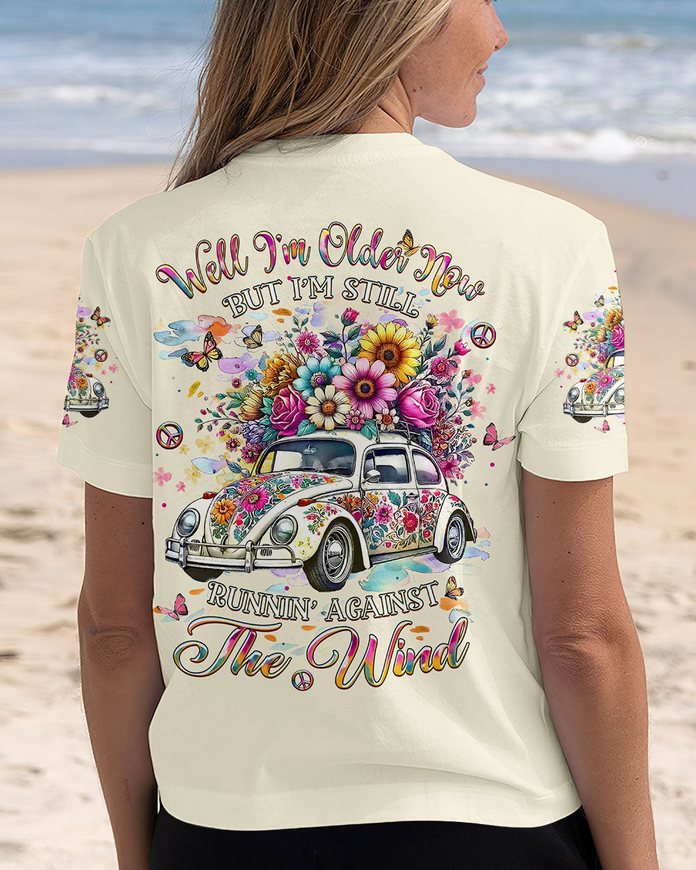 Older Now Still Runnin Against the Wind Floral Hippie Car Graphic for Women AOP Shirts _6_ iwdh1