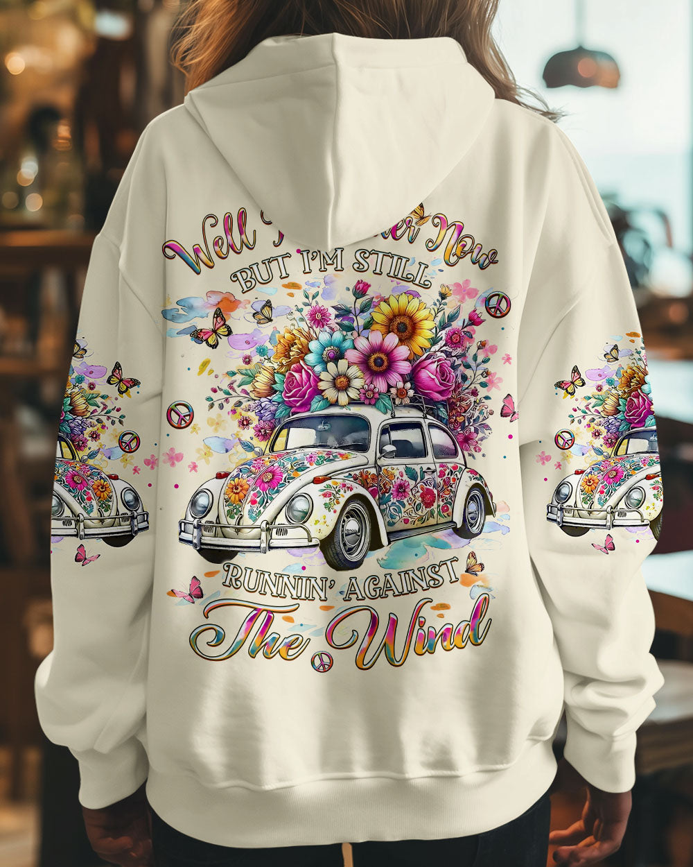 Older Now Still Runnin Against the Wind Floral Hippie Car Graphic for Women AOP Shirts _8_ zjw8Z