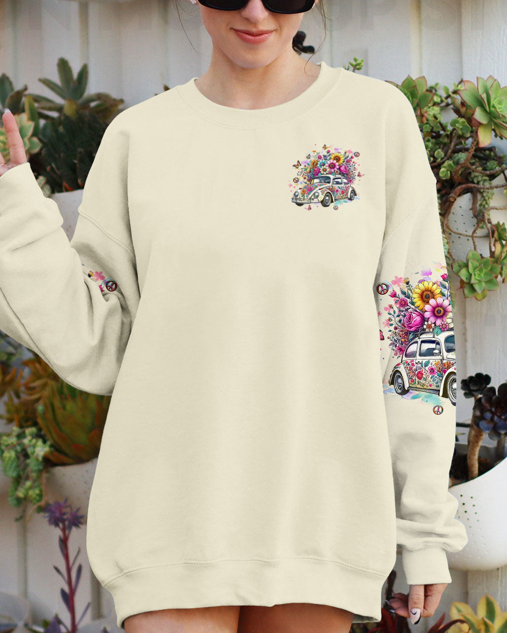 Older Now Still Runnin Against the Wind Floral Hippie Car Graphic for Women AOP Shirts _9_ 7JWnU