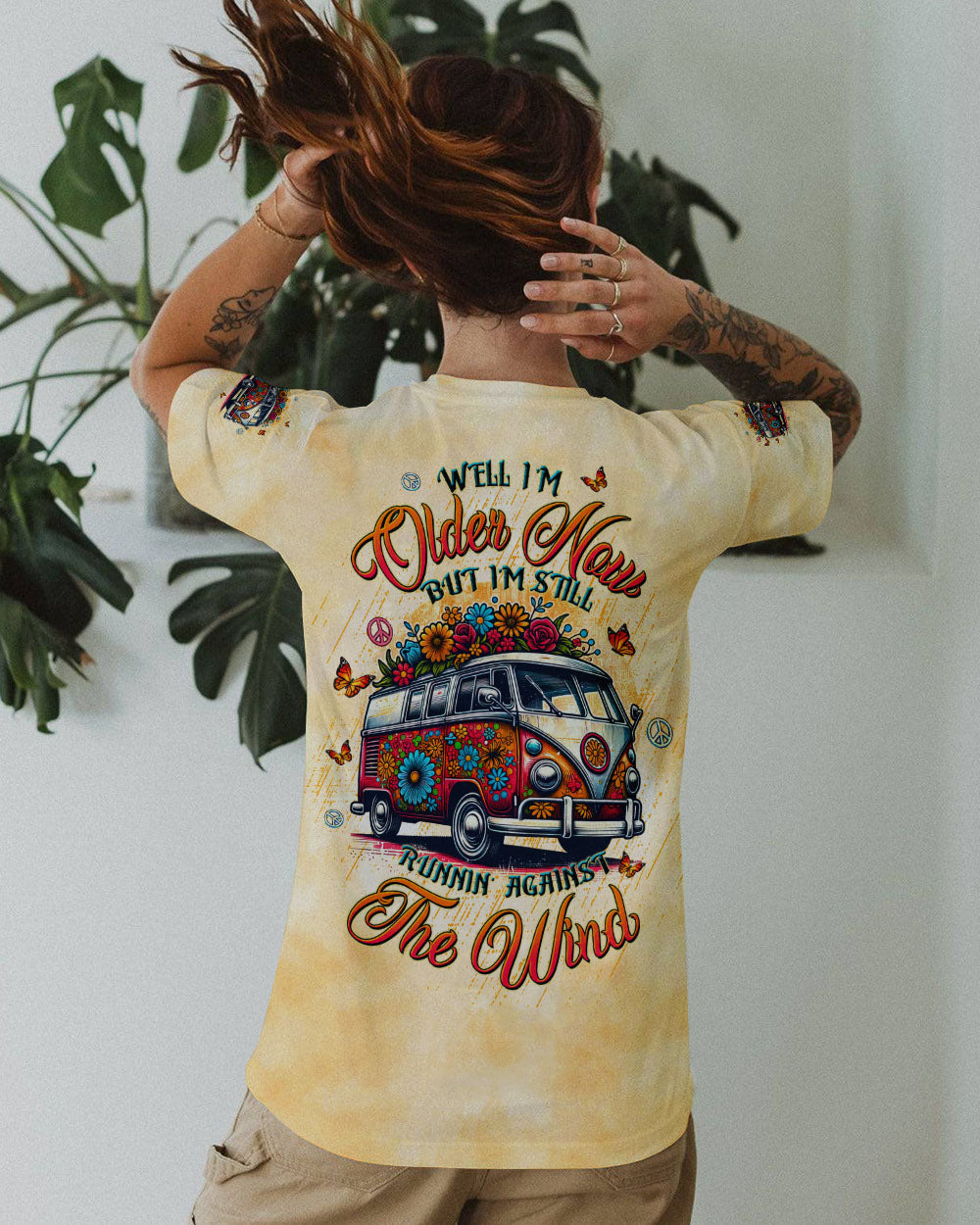 Older Now Still Runnin Against the Wind Floral Hippie Van AOP Shirts _10_ Y8mmb