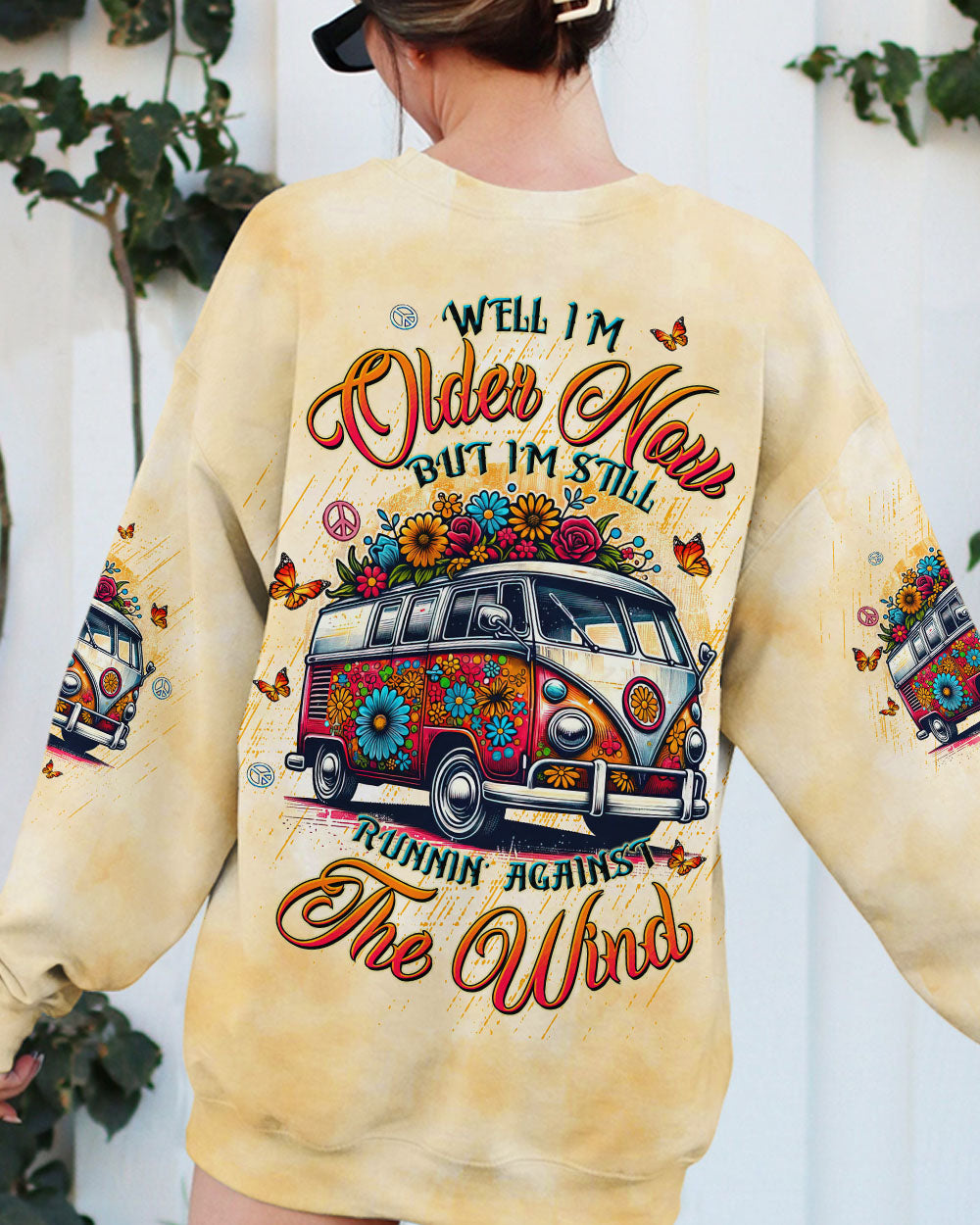 Older Now Still Runnin Against the Wind Floral Hippie Van AOP Shirts _3_ y20Zb