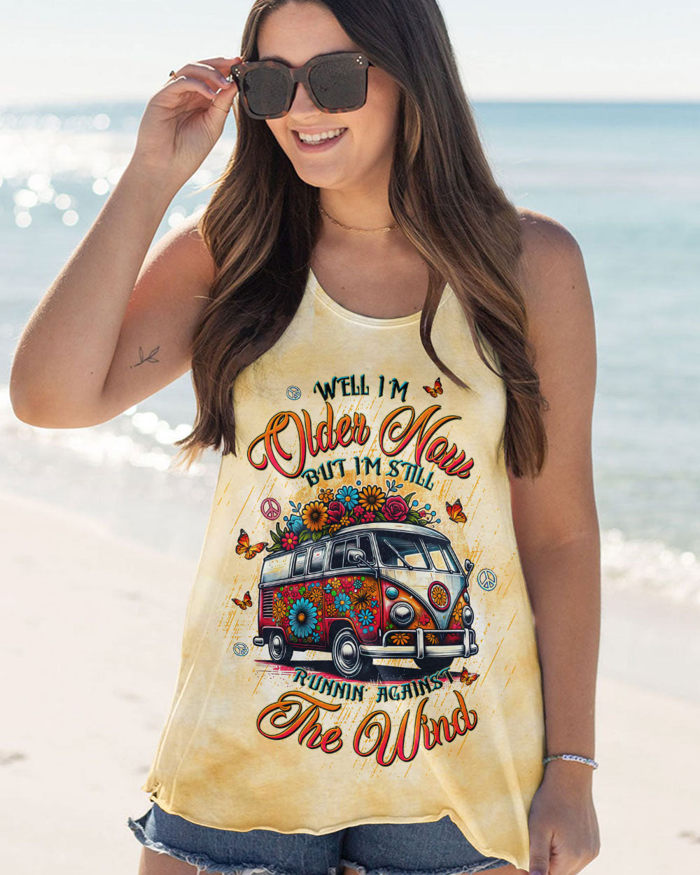 Older Now Still Runnin Against the Wind Floral Hippie Van AOP Shirts _5_ gI9rK