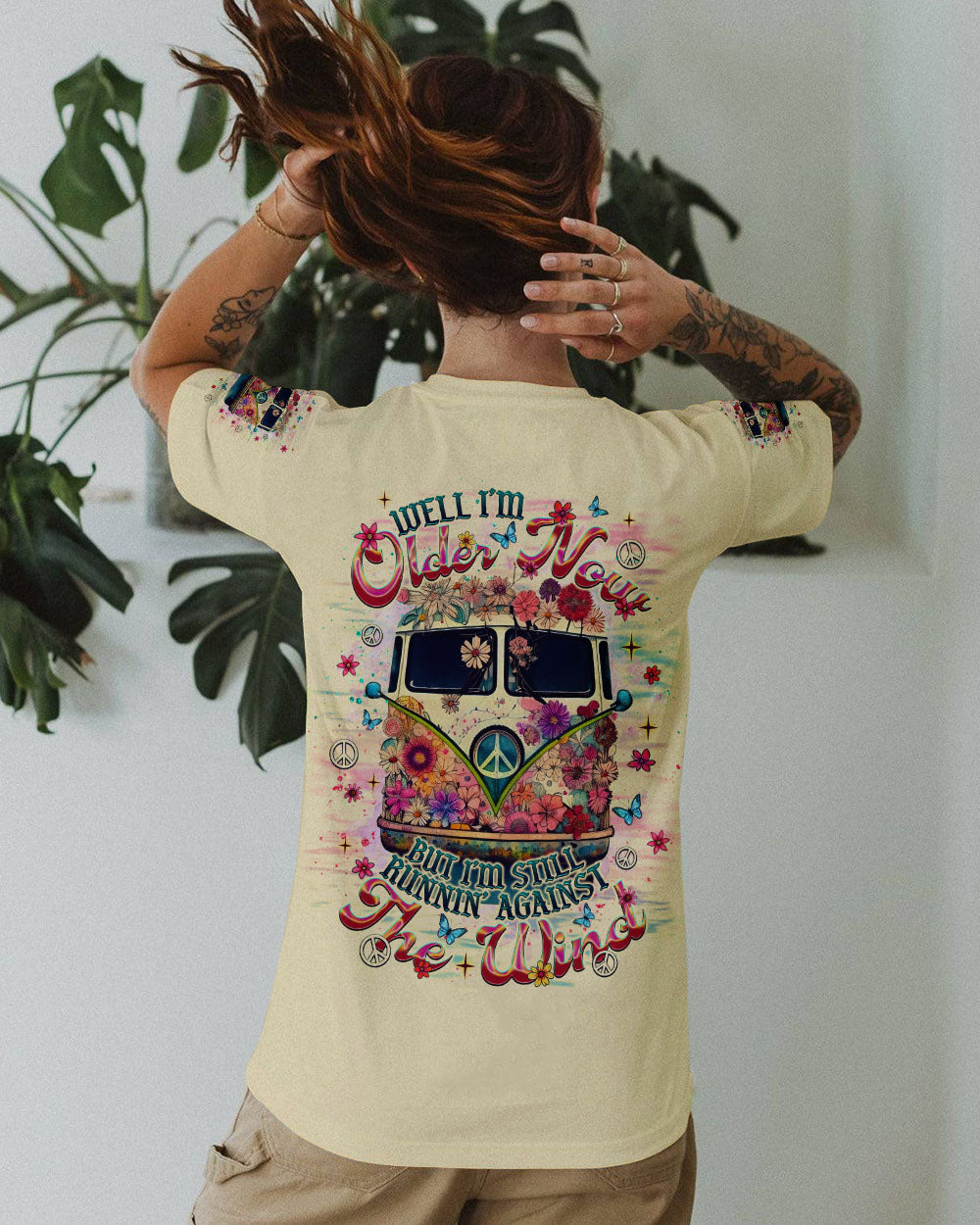 Older Now Still Runnin Against the Wind Floral Hippie Van AOP Shirts _6_ GeJUg