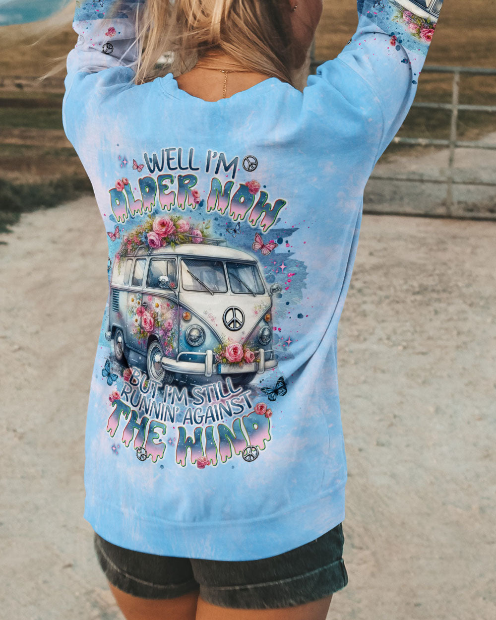 Older Now Still Runnin Against the Wind Floral Peace Van Hippie AOP Shirts _3_ pGxf2