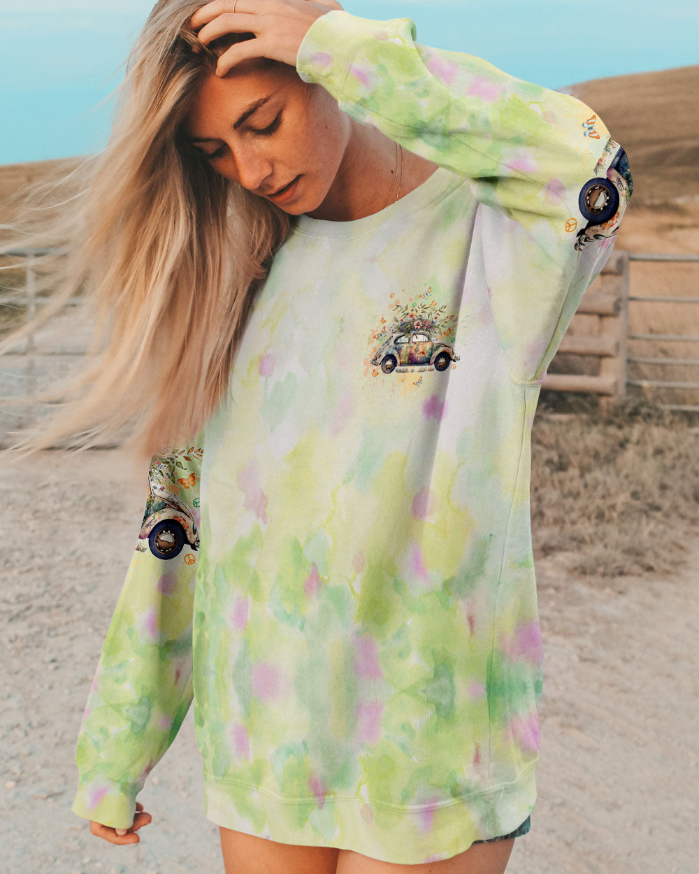 Older Now Still Runnin Against the Wind Floral VW Hippie Car Design AOP Shirts _2_ 8KLjf