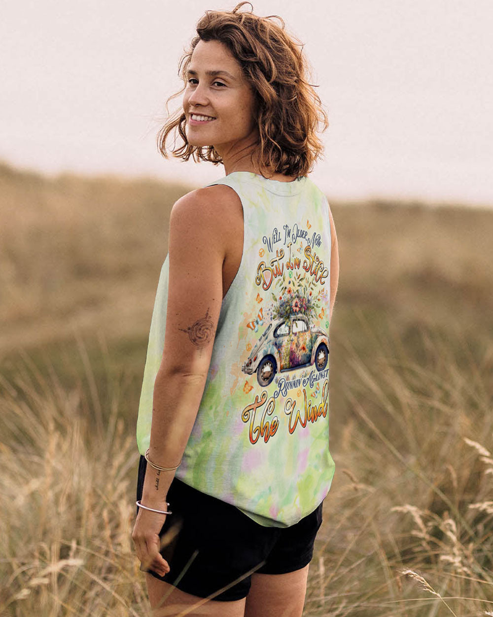 Older Now Still Runnin Against the Wind Floral VW Hippie Car Design AOP Shirts _7_ JUIpp