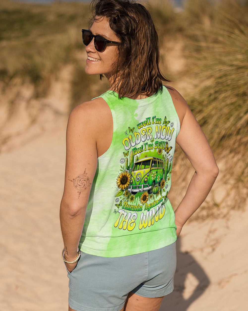 Older Now Still Runnin Against the Wind Green Retro Peace Van AOP Shirts _13_ gjVzT