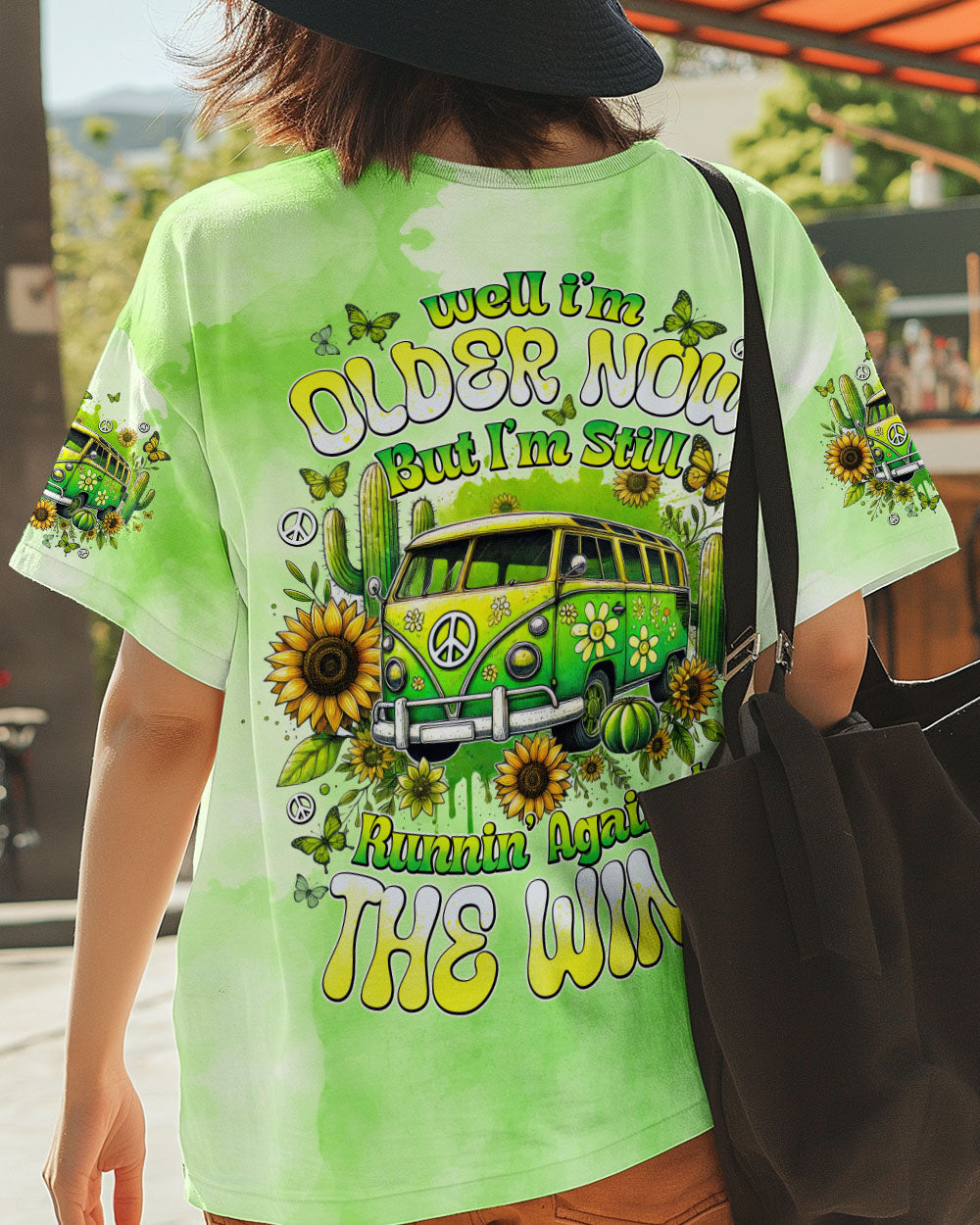 Older Now Still Runnin Against the Wind Green Retro Peace Van AOP Shirts _5_ Q0Io6