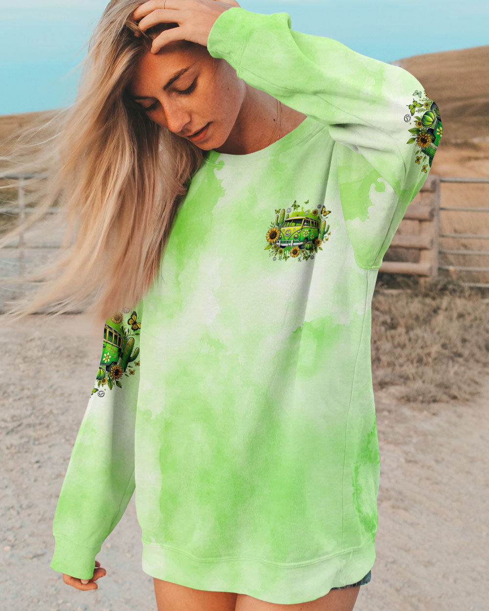 Older Now Still Runnin Against the Wind Green Retro Peace Van AOP Shirts _8_ yeV5G