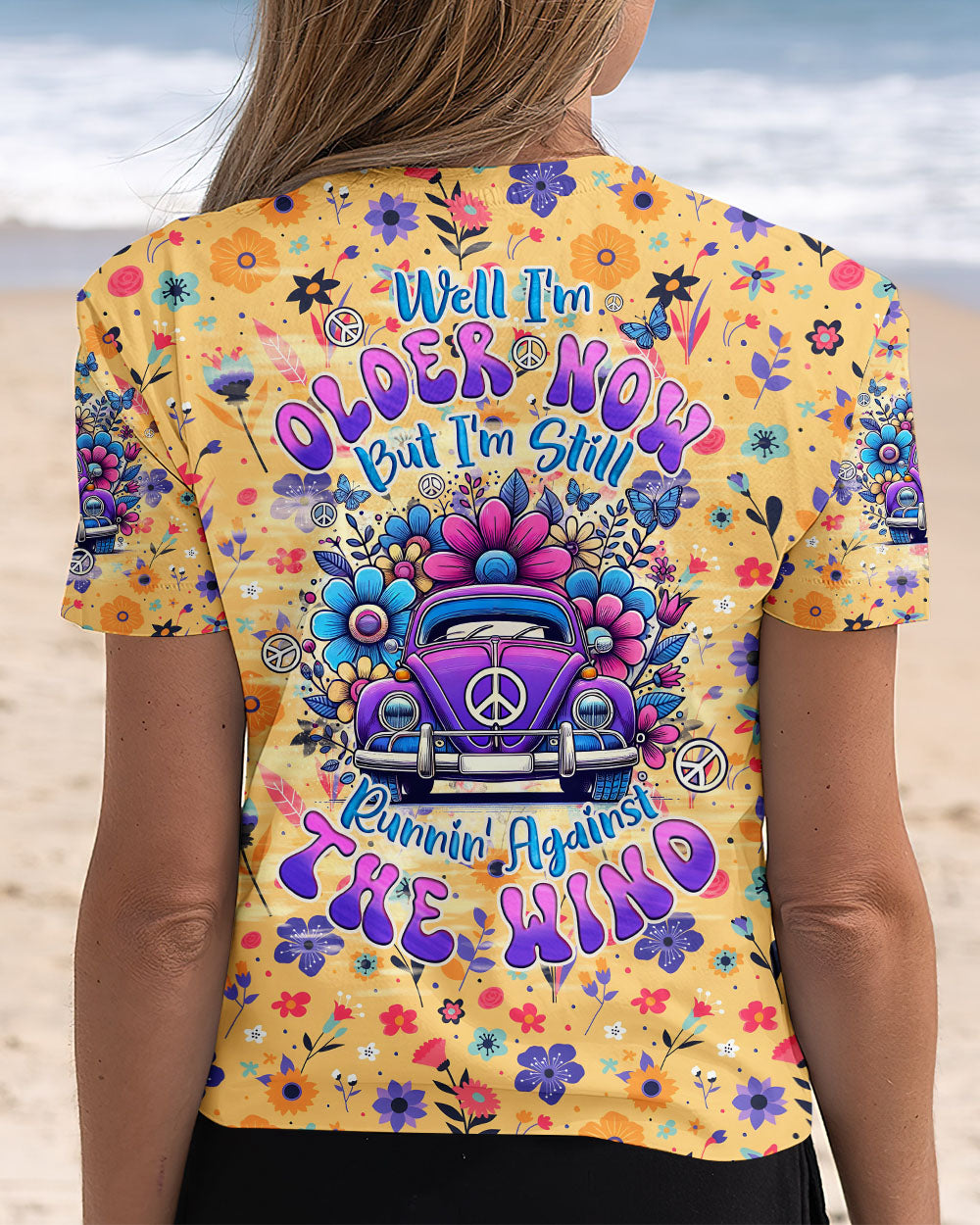 Older Now Still Runnin Against the Wind Hippie VW Flower Colorful Graphic AOP Shirts _6_ HIHeO