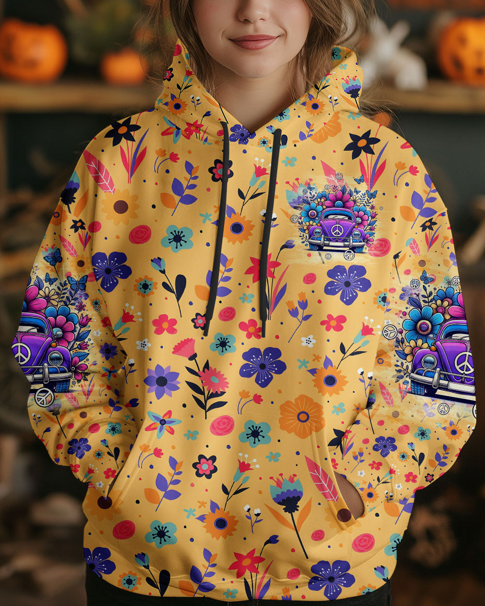 Older Now Still Runnin Against the Wind Hippie VW Flower Colorful Graphic AOP Shirts _7_ 4xLrx