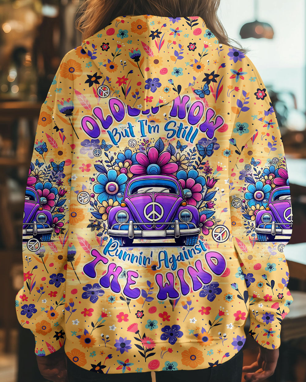 Older Now Still Runnin Against the Wind Hippie VW Flower Colorful Graphic AOP Shirts _8_ qHclo