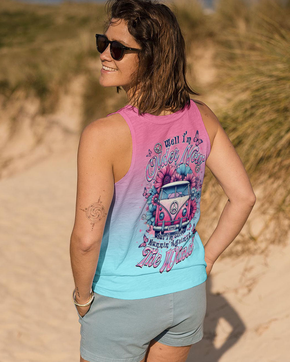 Older Now Still Runnin Against the Wind Pink and Blue Hippie Van AOP Shirts _13_ s0Qdo