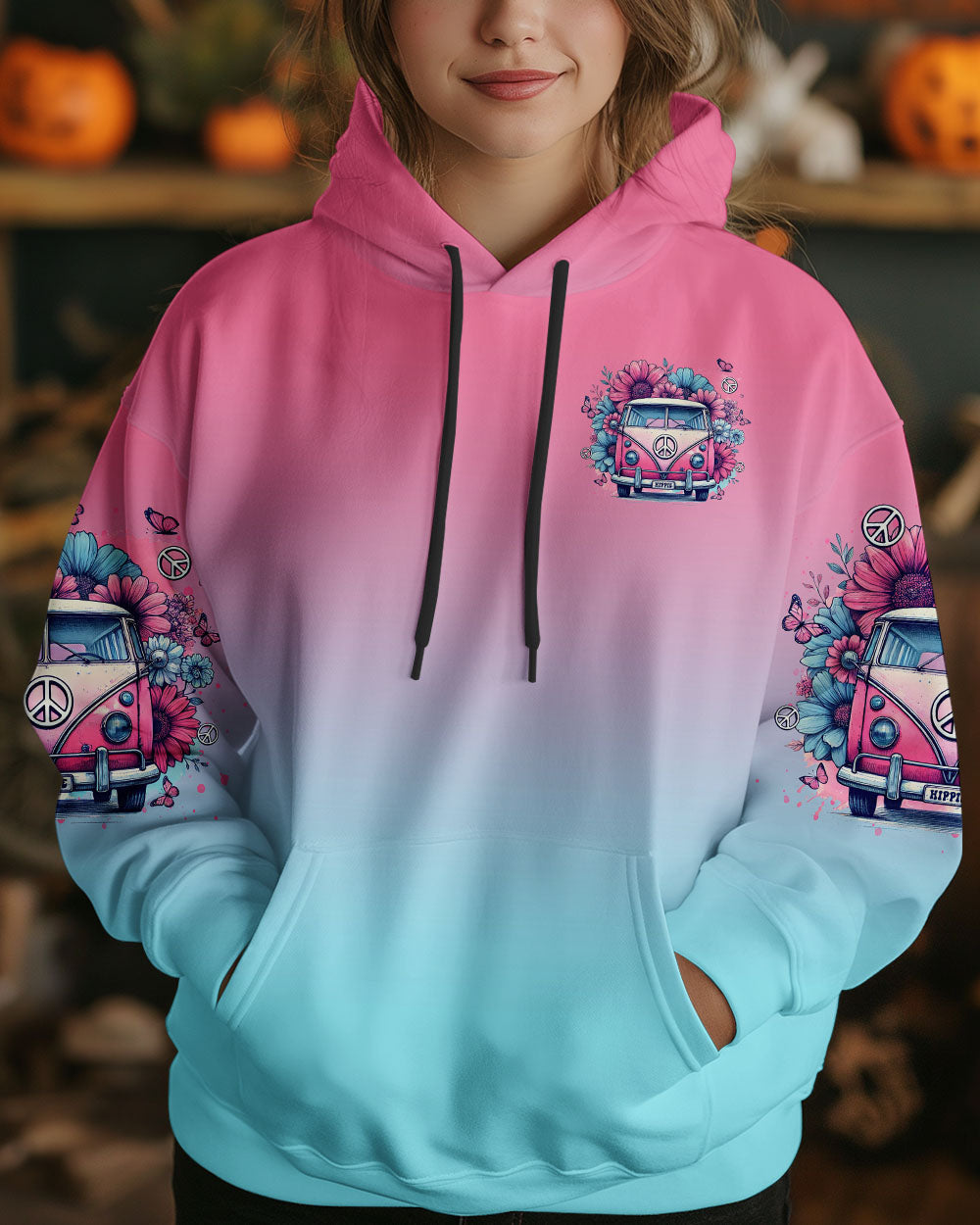 Older Now Still Runnin Against the Wind Pink and Blue Hippie Van AOP Shirts _6_ d5meR