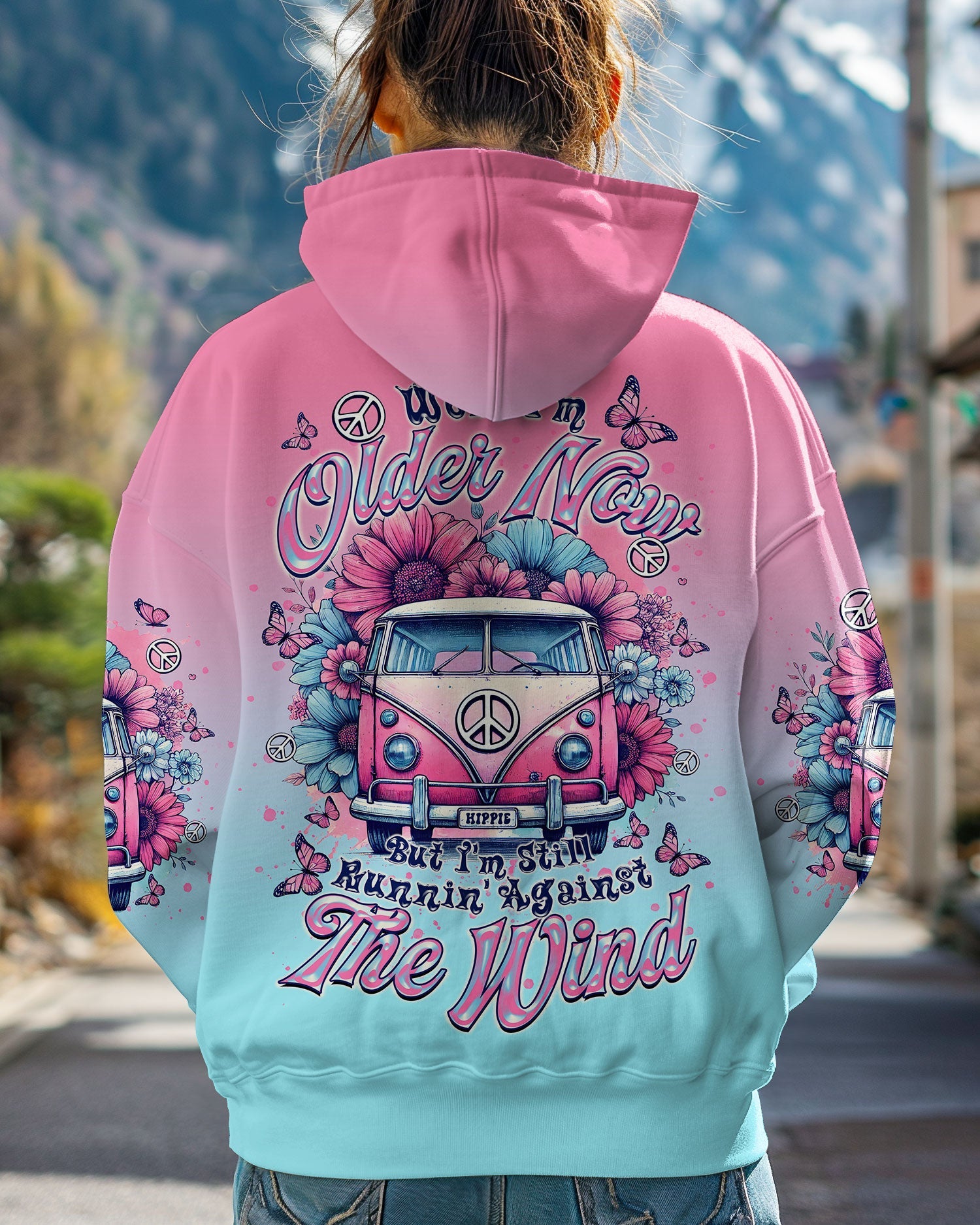 Older Now Still Runnin Against the Wind Pink and Blue Hippie Van AOP Shirts _7_ uiJRl
