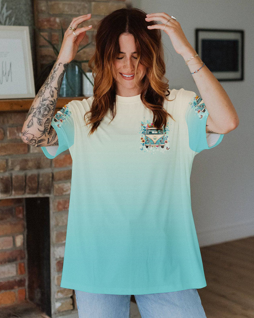 Older Now Still Runnin Against the Wind Retro Flowers Hippie Van AOP Shirts _9_ CrnZv