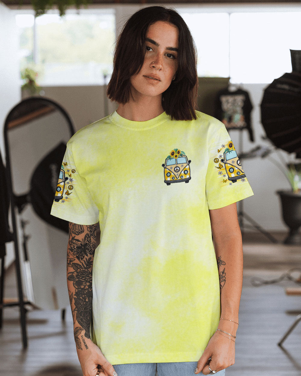 Older Now Still Runnin Against the Wind Retro Yellow Peace Van AOP Shirts _10_ OOTak