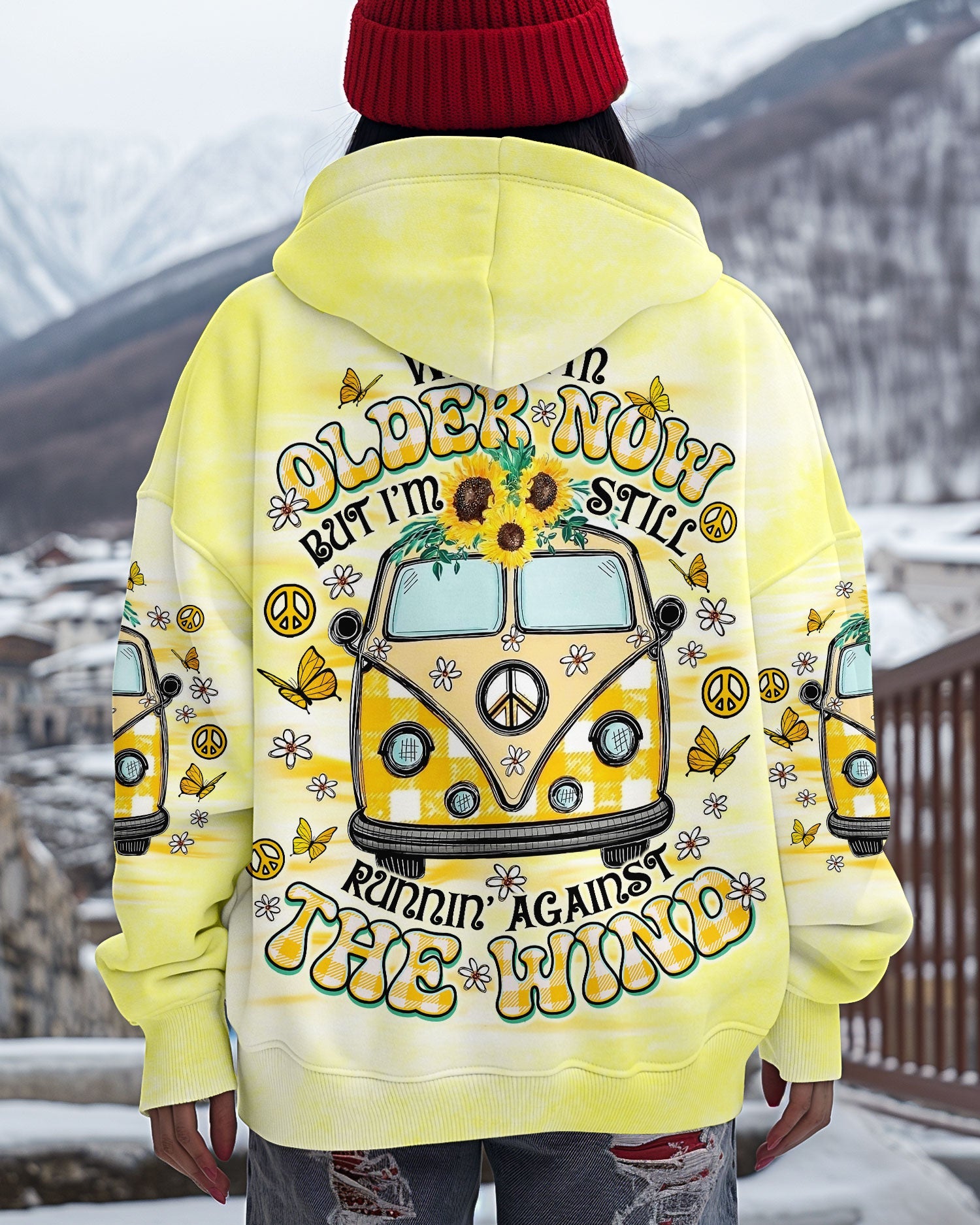 Older Now Still Runnin Against the Wind Retro Yellow Peace Van AOP Shirts _1_ I2AgN