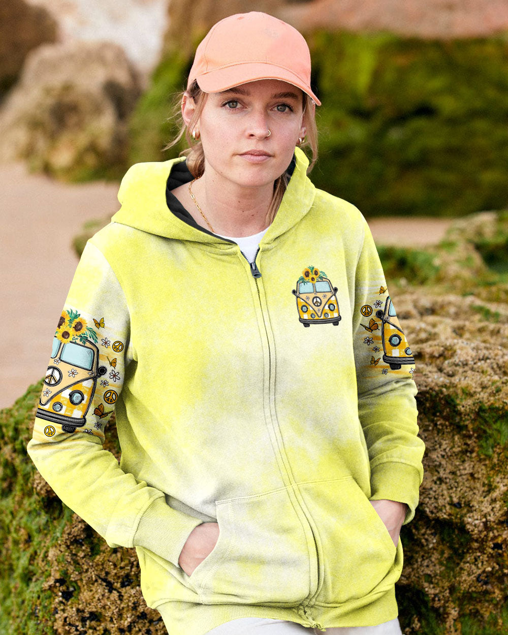 Older Now Still Runnin Against the Wind Retro Yellow Peace Van AOP Shirts _4_ ijewy