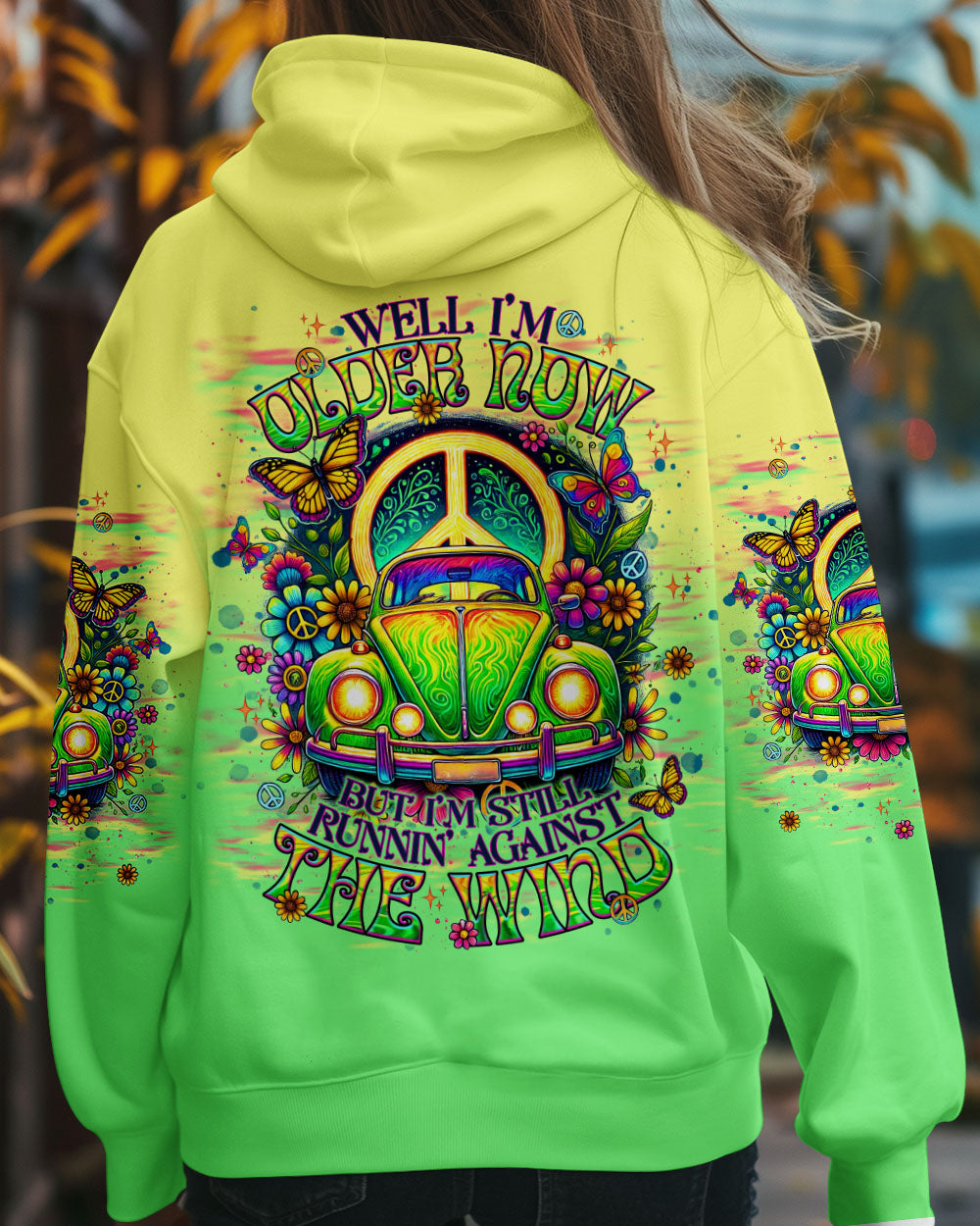 Older Now Still Runnin Against the Wind Tie Dye Green Hippie VW AOP Shirts _7_ j5UOC