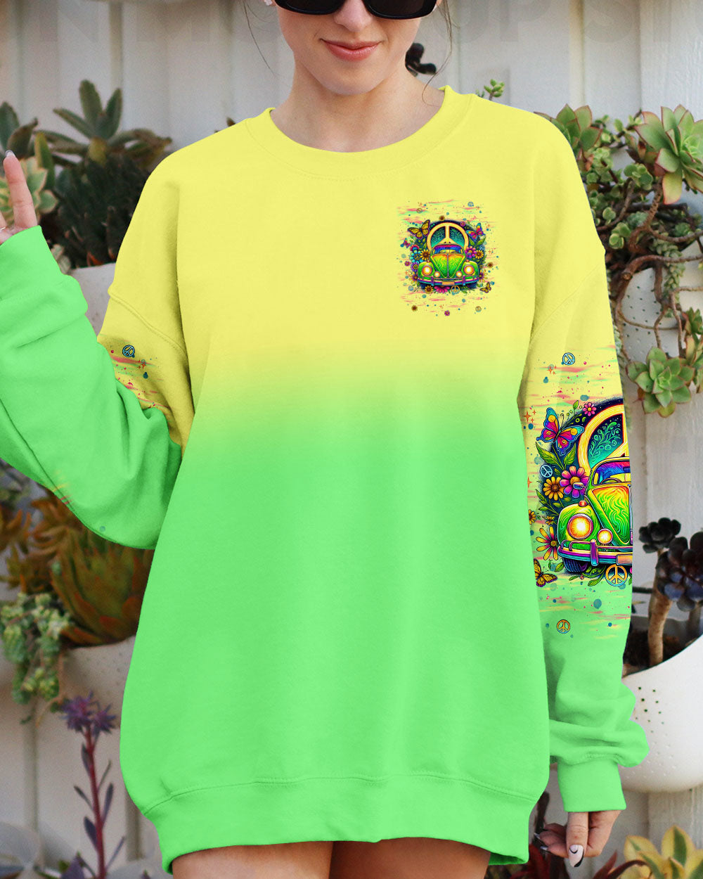 Older Now Still Runnin Against the Wind Tie Dye Green Hippie VW AOP Shirts _8_ jpwxM