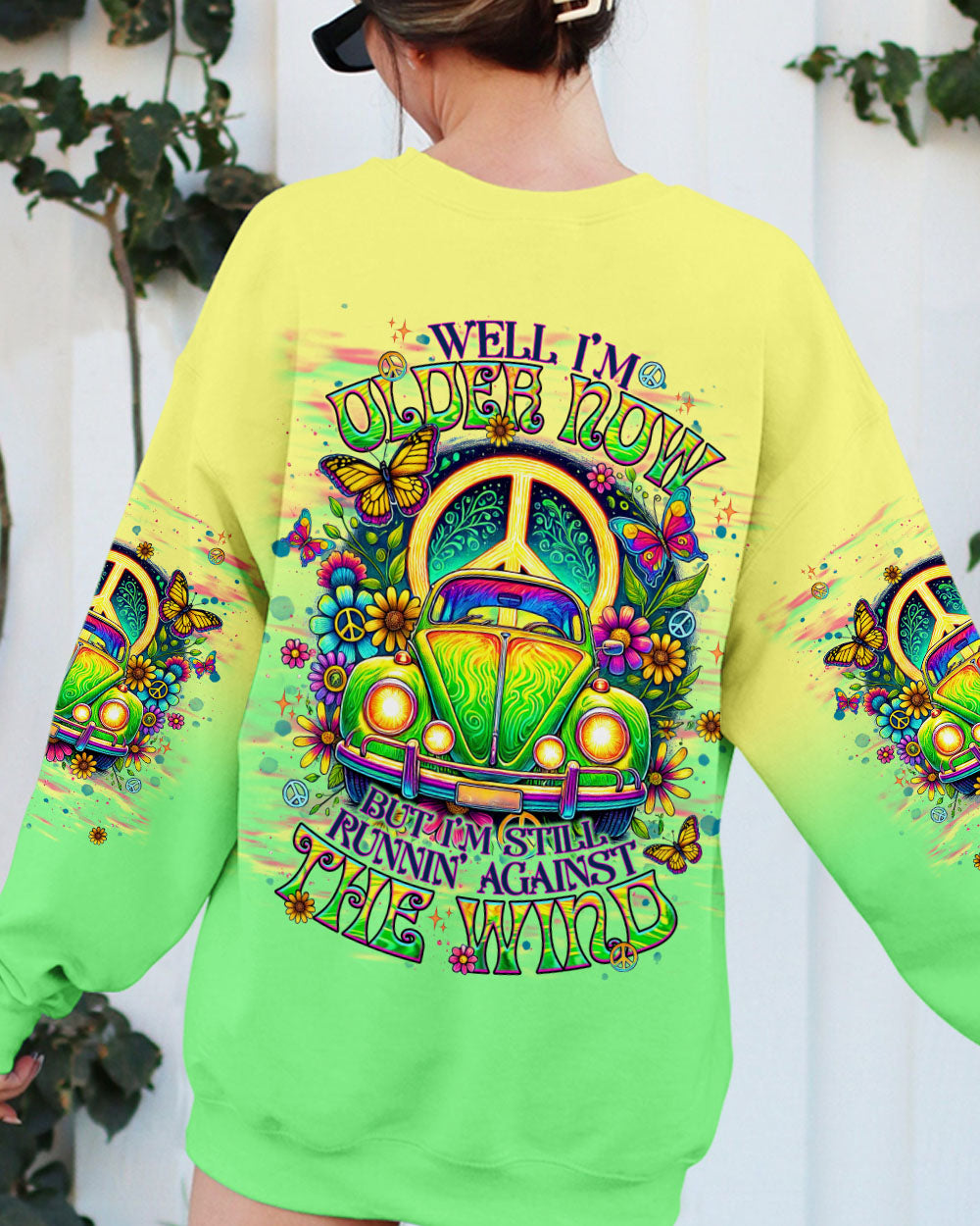 Older Now Still Runnin Against the Wind Tie Dye Green Hippie VW AOP Shirts _9_ jqqIc