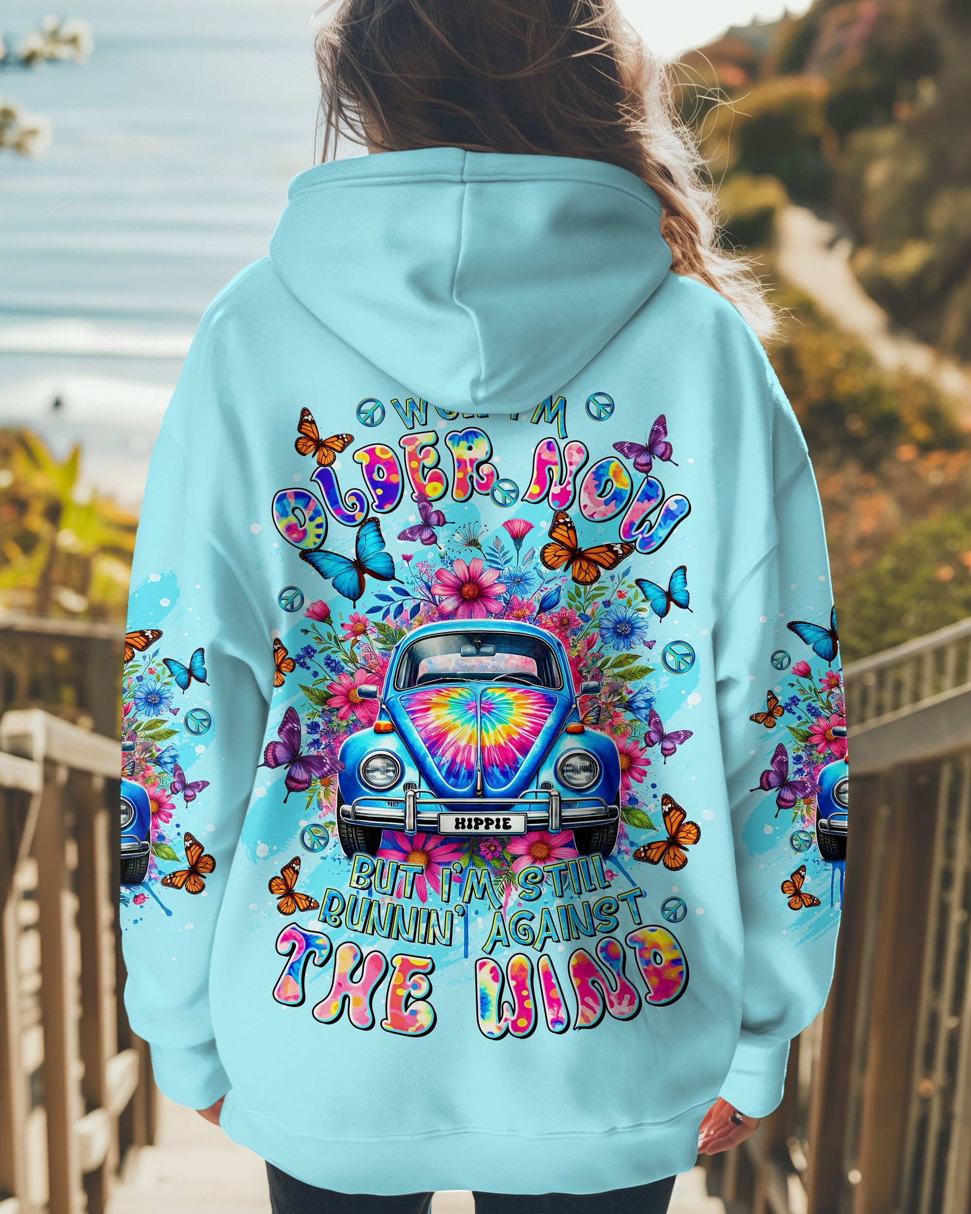Older Now Still Runnin Against the Wind Tie Dye Hippie Car AOP Shirts _5_ YqT0T