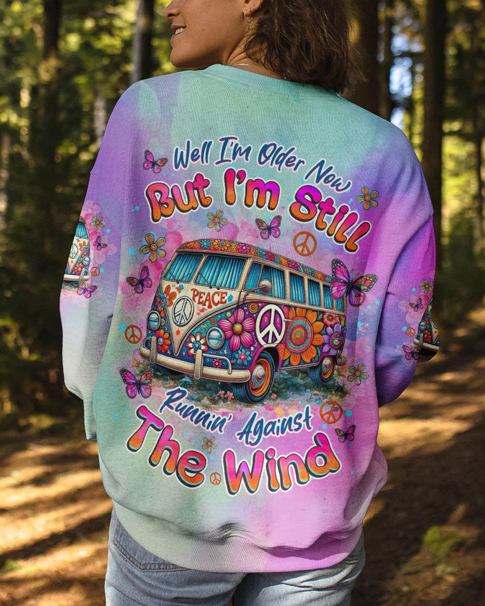Older Now Still Runnin Against the Wind Tie Dye Peace Van AOP Shirts _3_ NPMYQ
