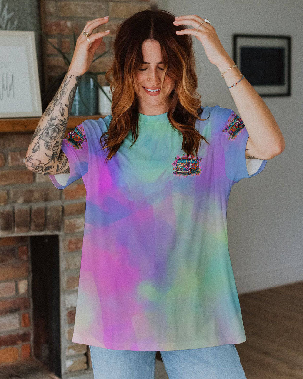 Older Now Still Runnin Against the Wind Tie Dye Peace Van AOP Shirts _7_ p6i36