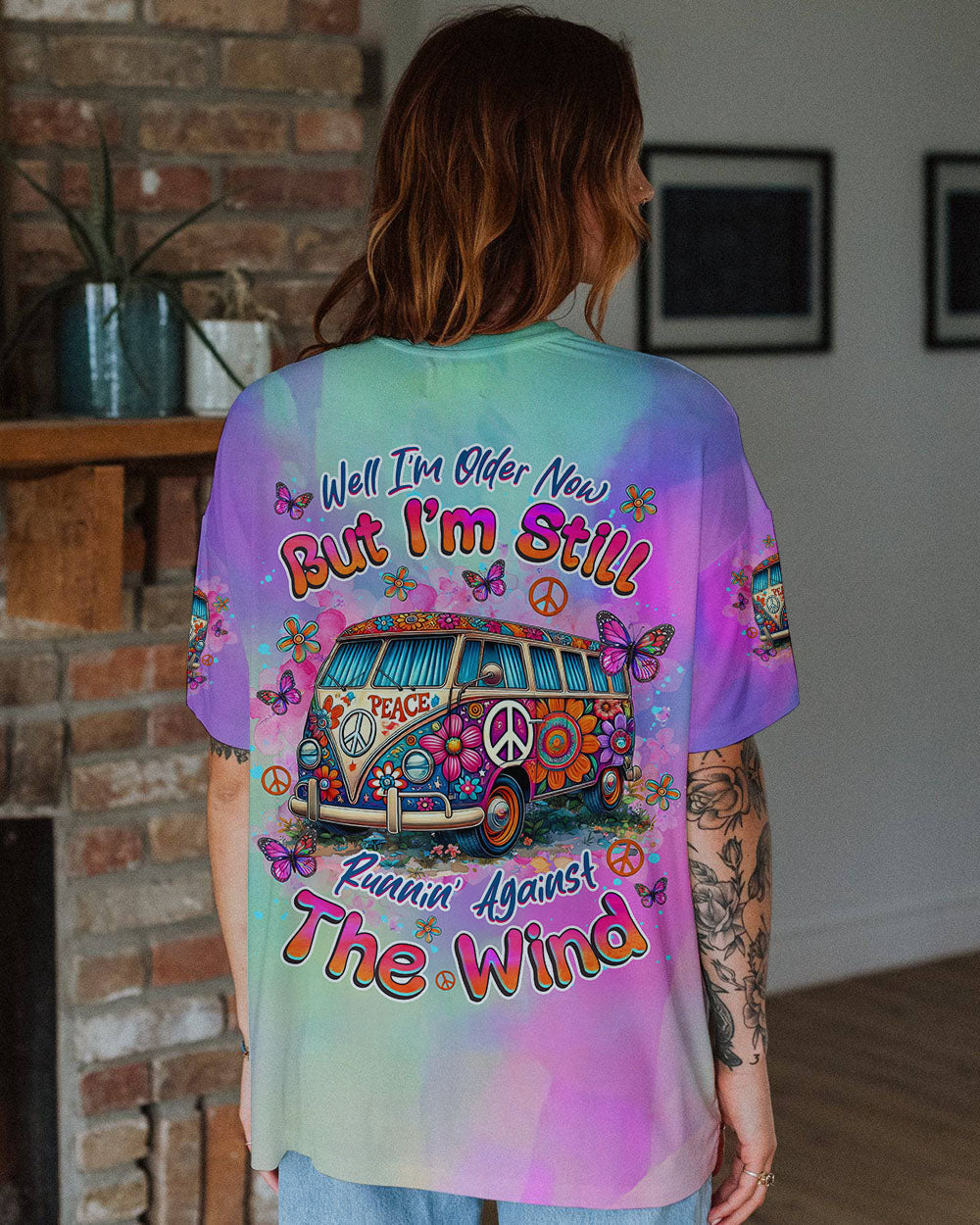 Older Now Still Runnin Against the Wind Tie Dye Peace Van AOP Shirts _8_ AJKgx