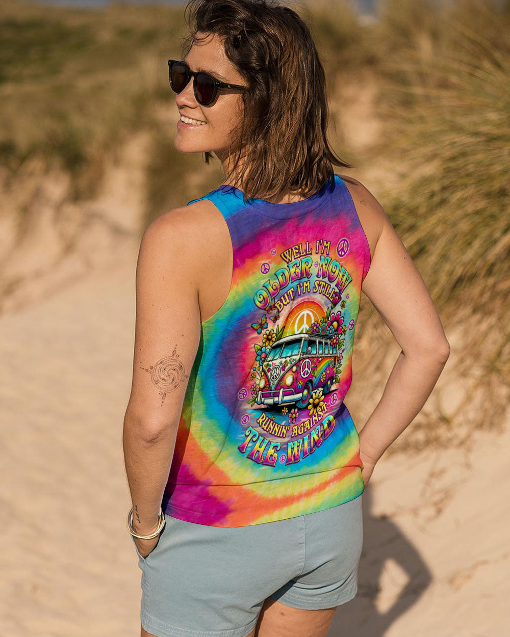 Older Now Still Runnin Against the Wind Tie Dye Retro Hippie Van AOP Shirts _13_ 0sJTd