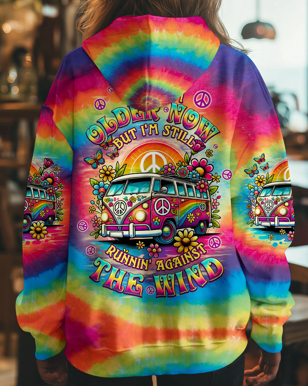 Older Now Still Runnin Against the Wind Tie Dye Retro Hippie Van AOP Shirts _1_ bCgQg