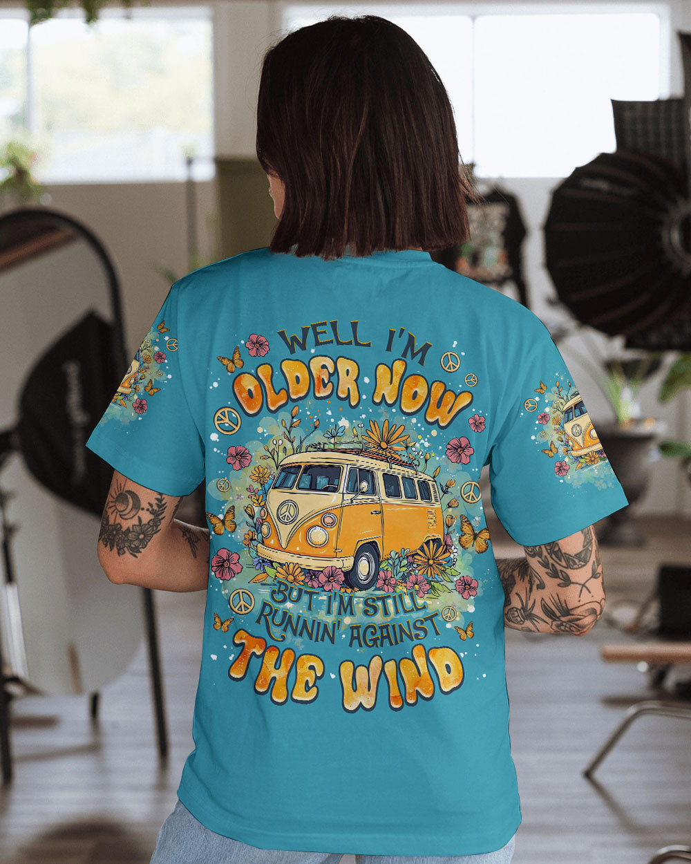 Older Now Still Runnin Against the Wind Yellow Hippie Van AOP Shirts _1_ PqYWS