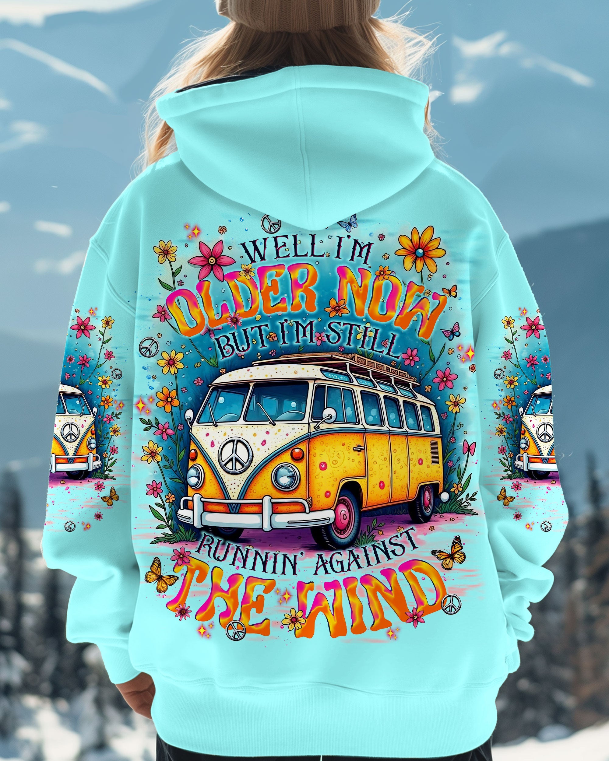 Older Now Still Runnin Hippie Van Floral Peace VW Bus AOP Shirts _1_ TJj8I