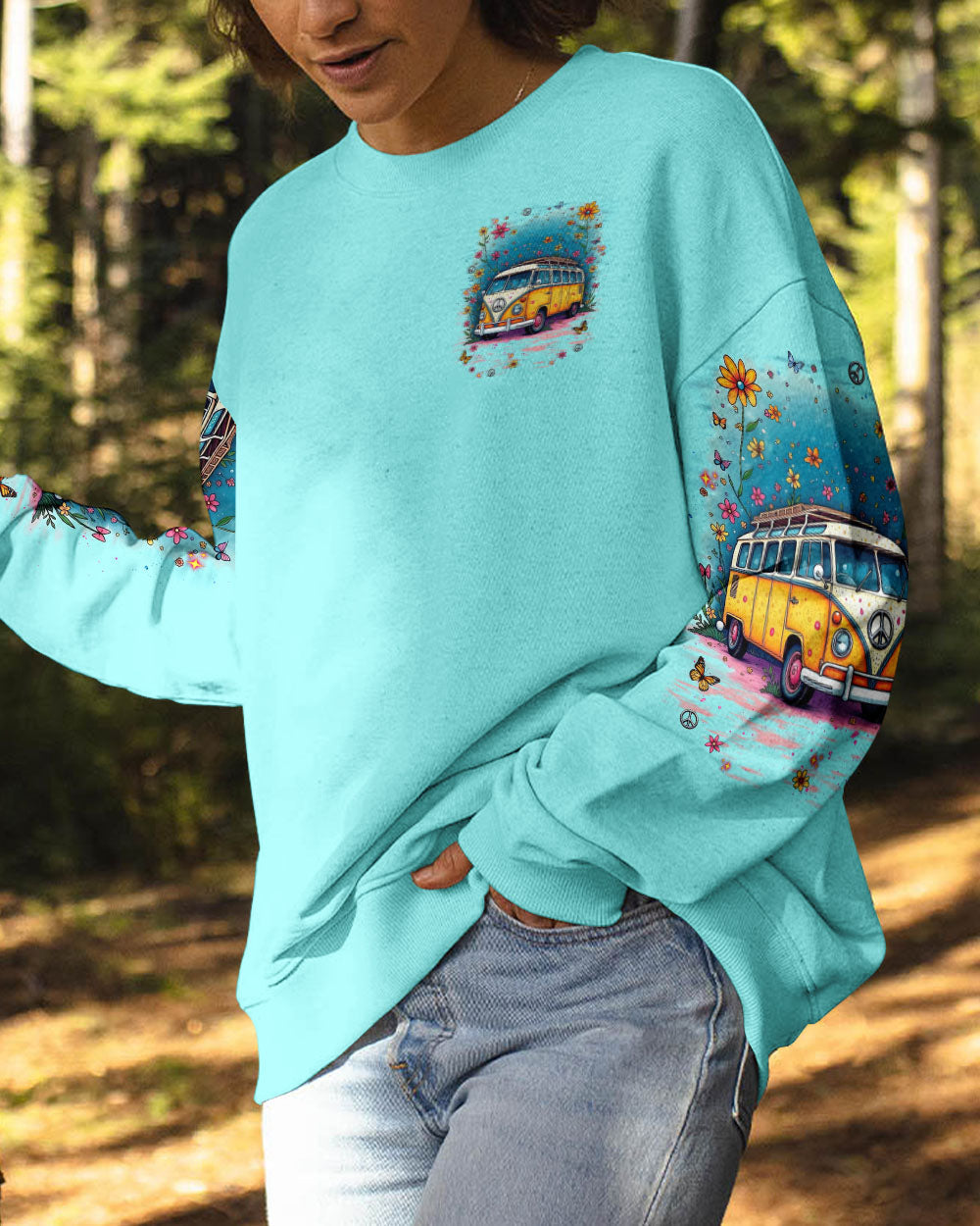 Older Now Still Runnin Hippie Van Floral Peace VW Bus AOP Shirts _2_ wk7iy