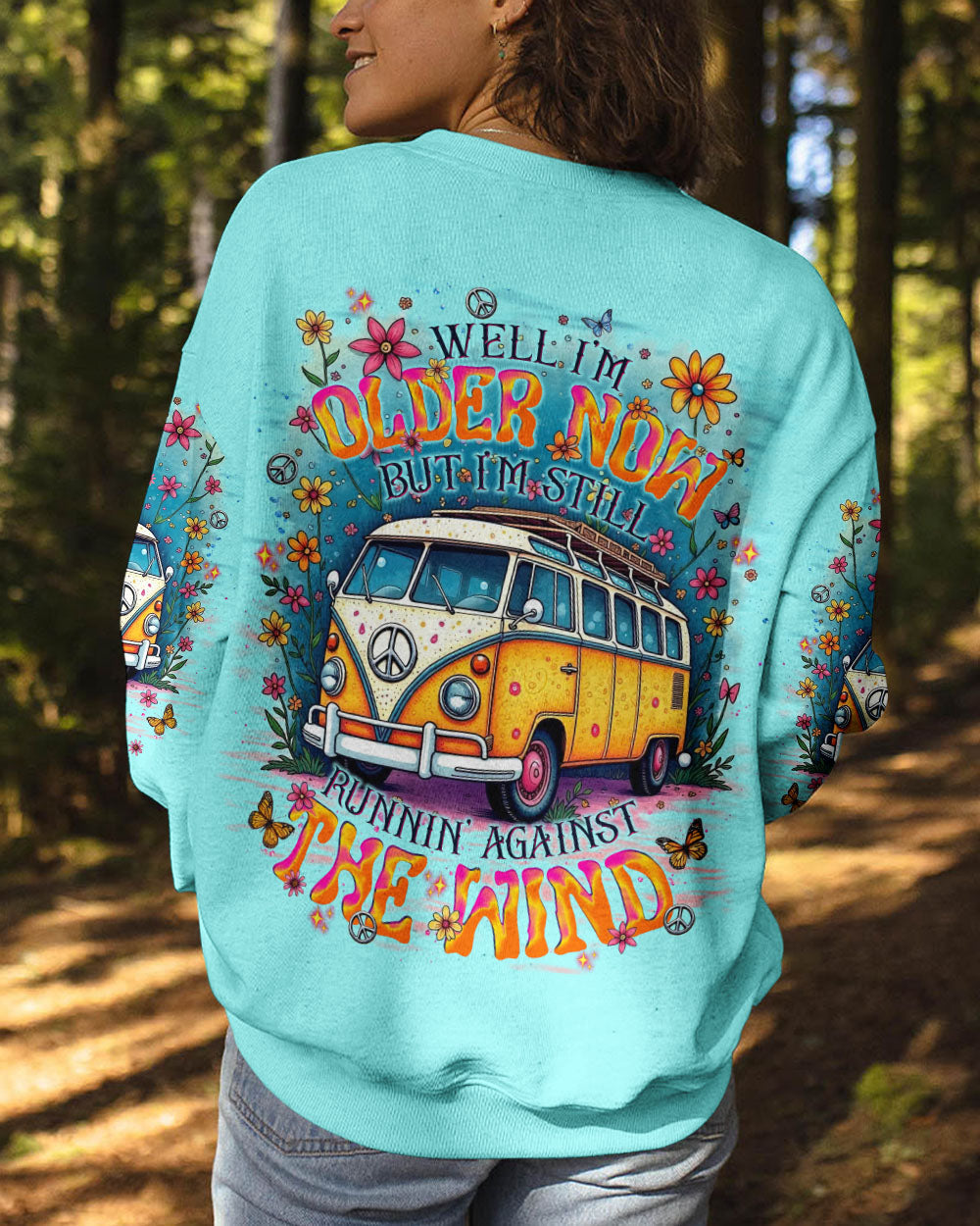 Older Now Still Runnin Hippie Van Floral Peace VW Bus AOP Shirts _3_ xuveg