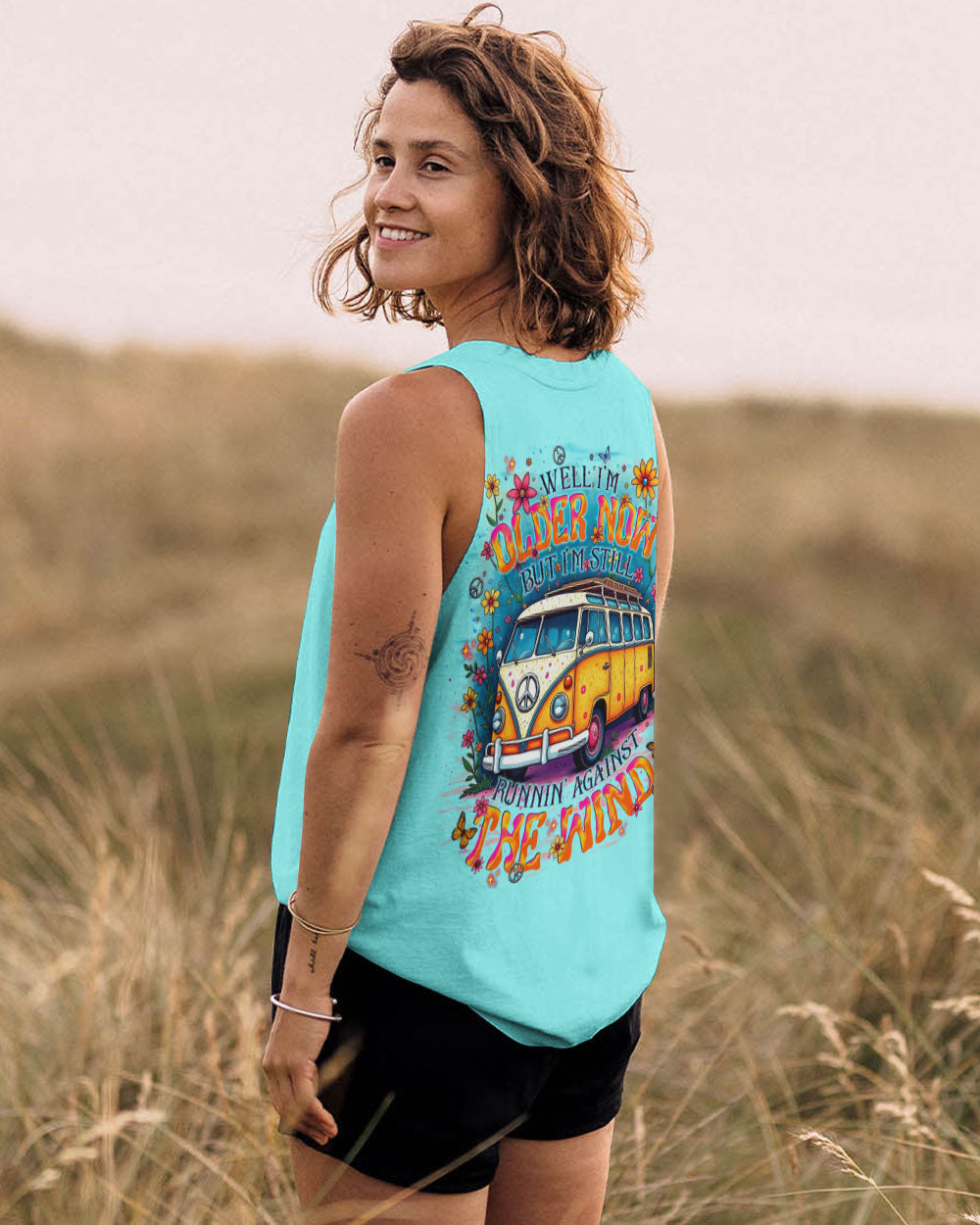 Older Now Still Runnin Hippie Van Floral Peace VW Bus AOP Shirts _7_ vvpgH