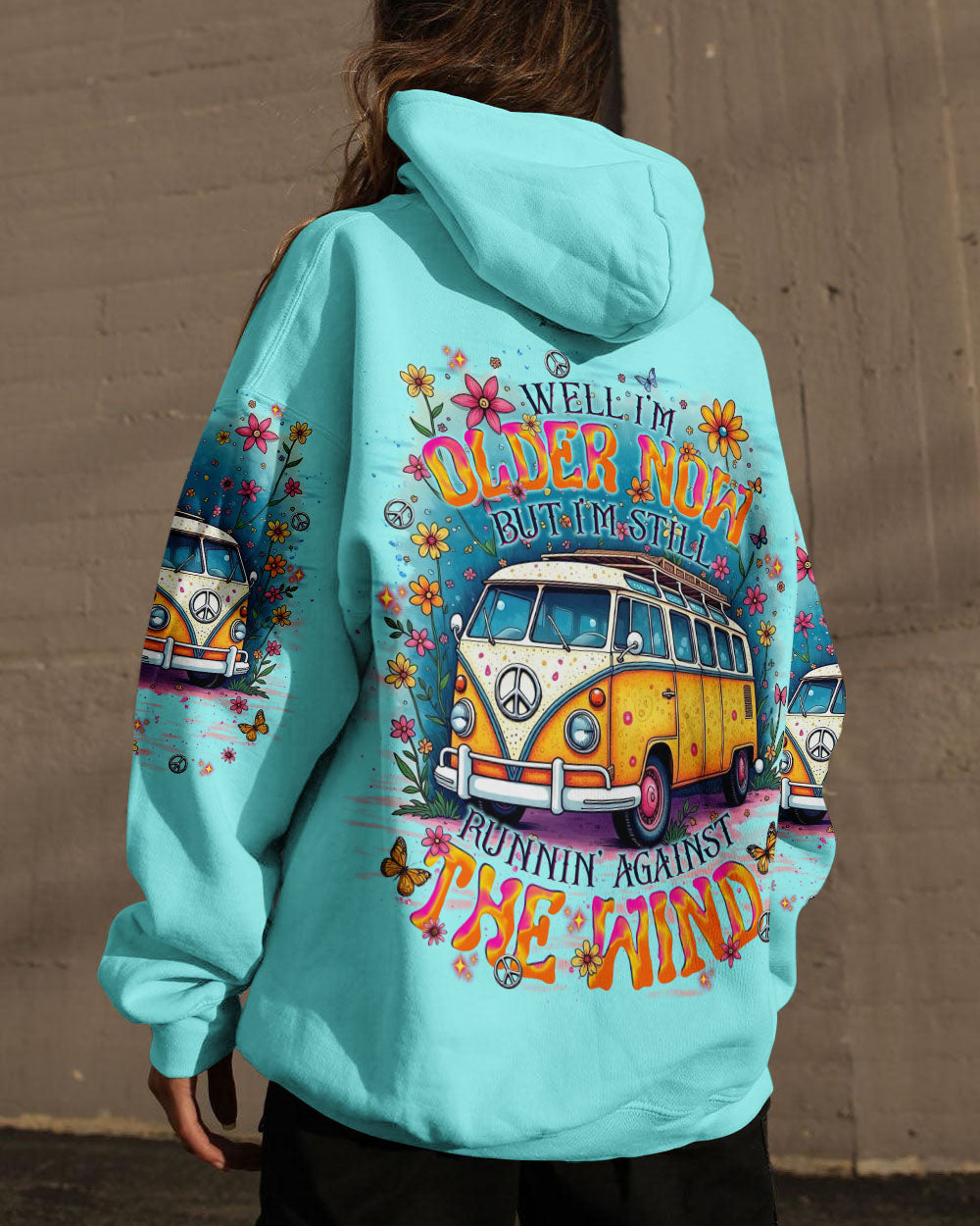 Older Now Still Runnin Hippie Van Floral Peace VW Bus AOP Shirts _8_ cGtjL