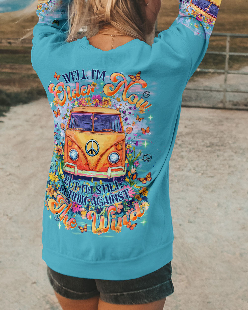 Older Now Still Runnin Hippie Van Peace Bus Floral Graphic AOP Shirts _11_ u315E