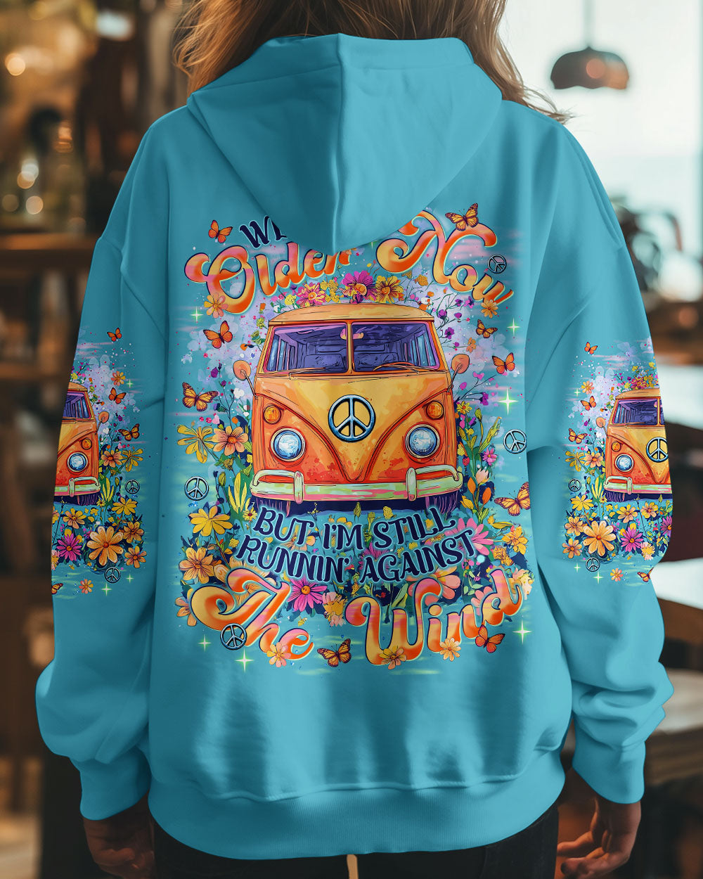 Older Now Still Runnin Hippie Van Peace Bus Floral Graphic AOP Shirts _1_ LYqZw