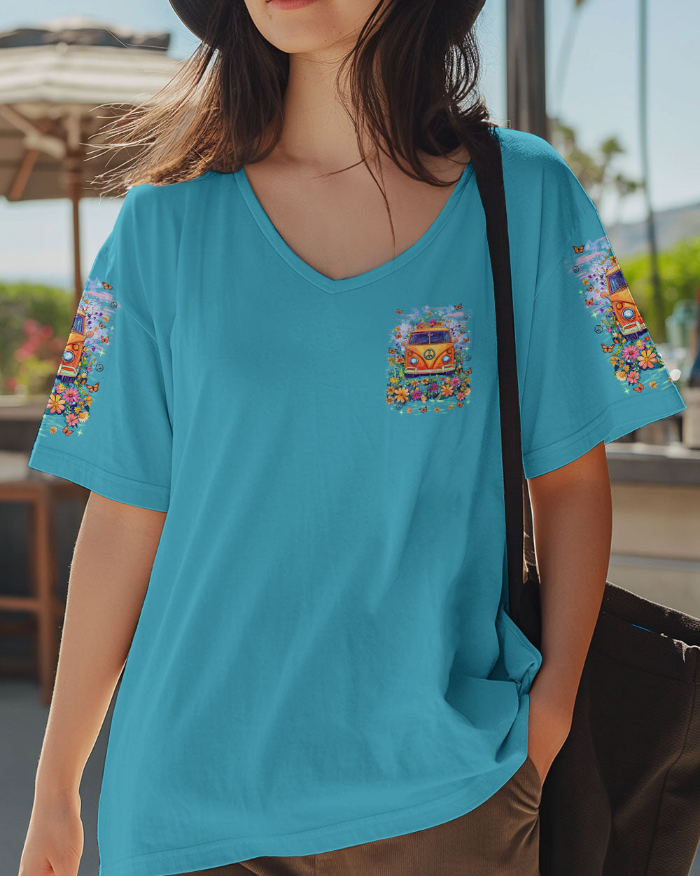 Older Now Still Runnin Hippie Van Peace Bus Floral Graphic AOP Shirts _6_ LZiXR