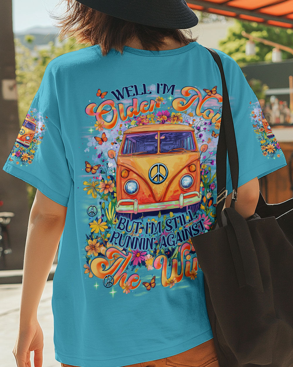 Older Now Still Runnin Hippie Van Peace Bus Floral Graphic AOP Shirts _7_ j8J12