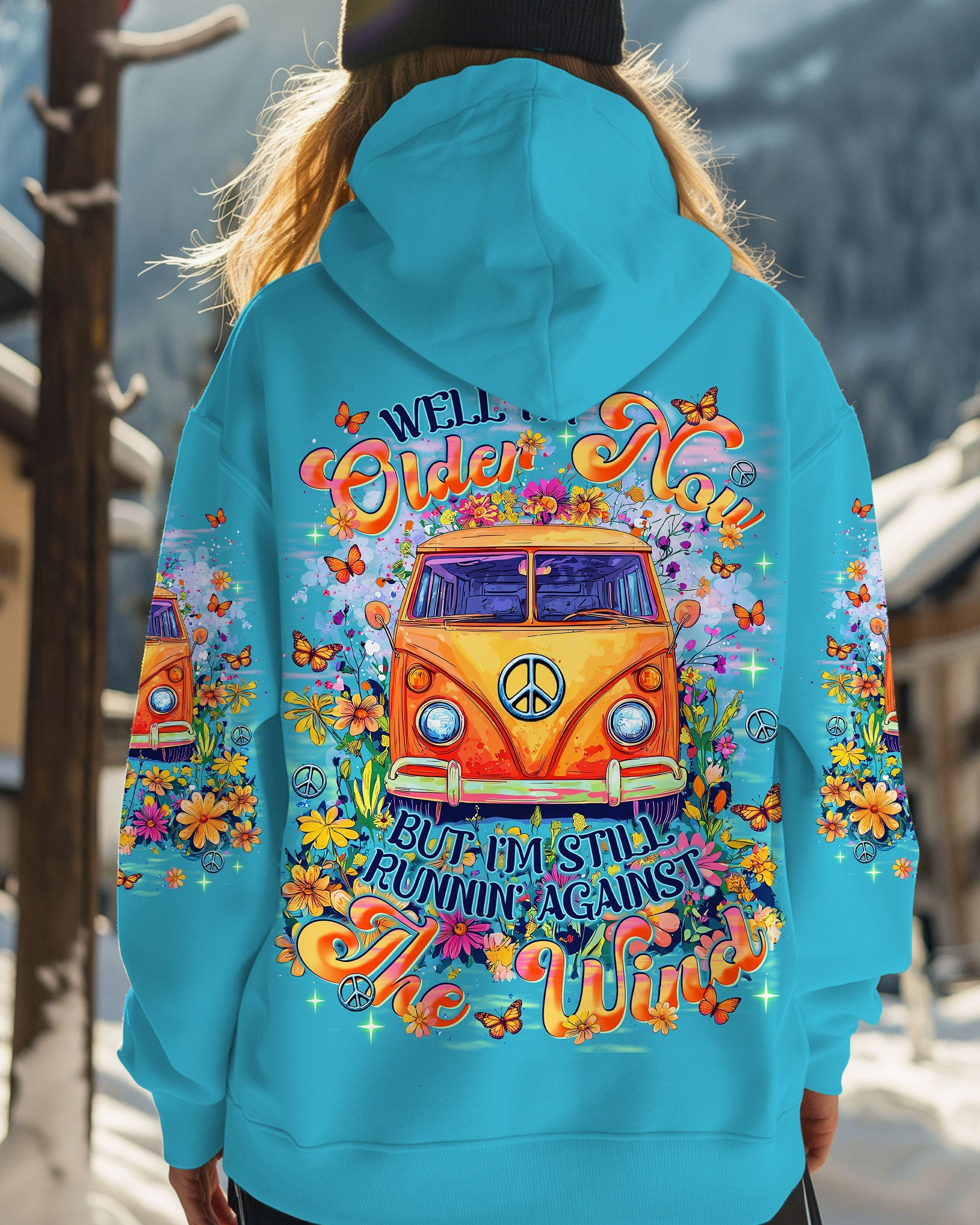 Older Now Still Runnin Hippie Van Peace Bus Floral Graphic AOP Shirts _9_ v1kYy