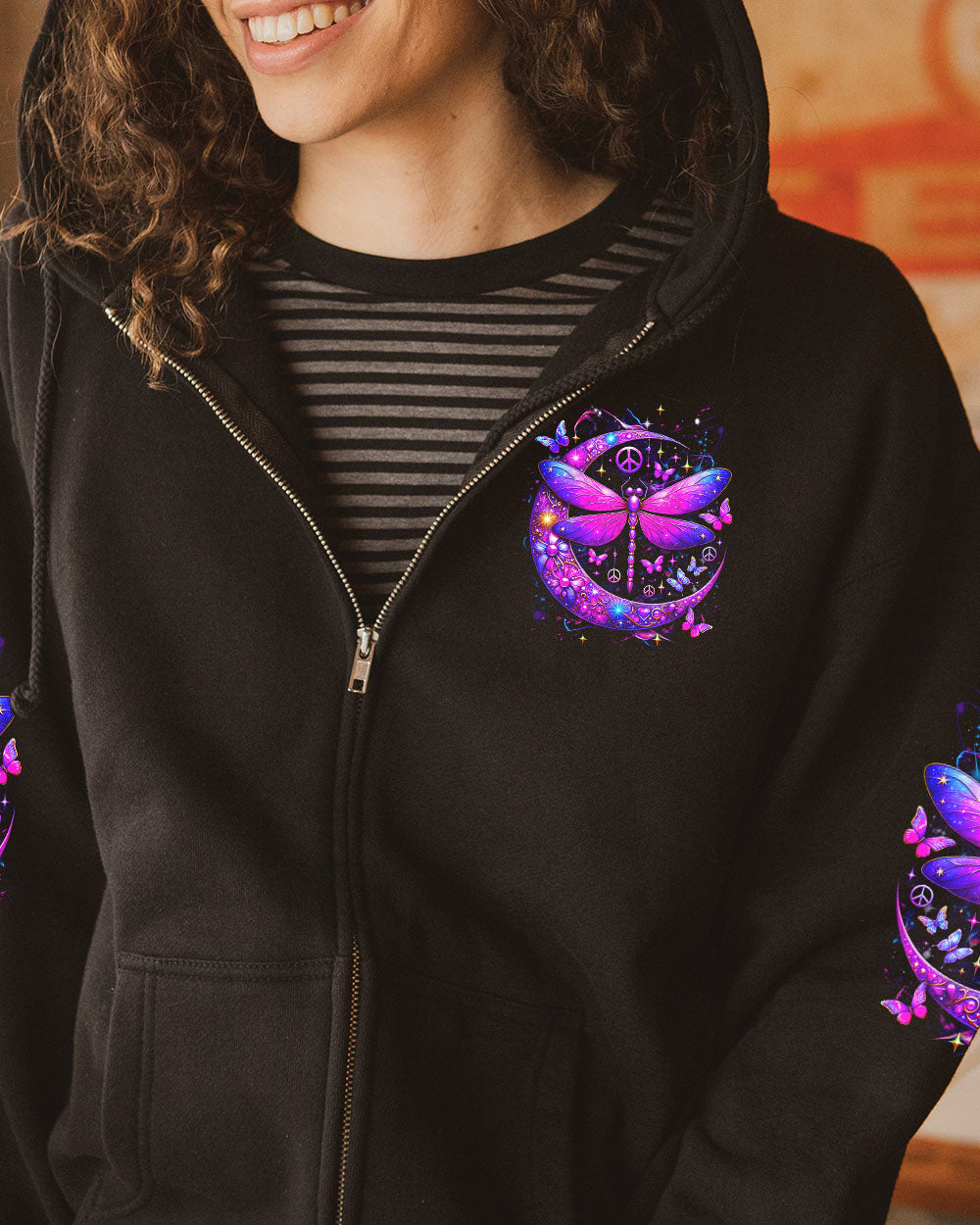 Older Now Still Runnin Purple Peaceful Moon and Dragonfly Graphic AOP Shirts _10_ C6Uia