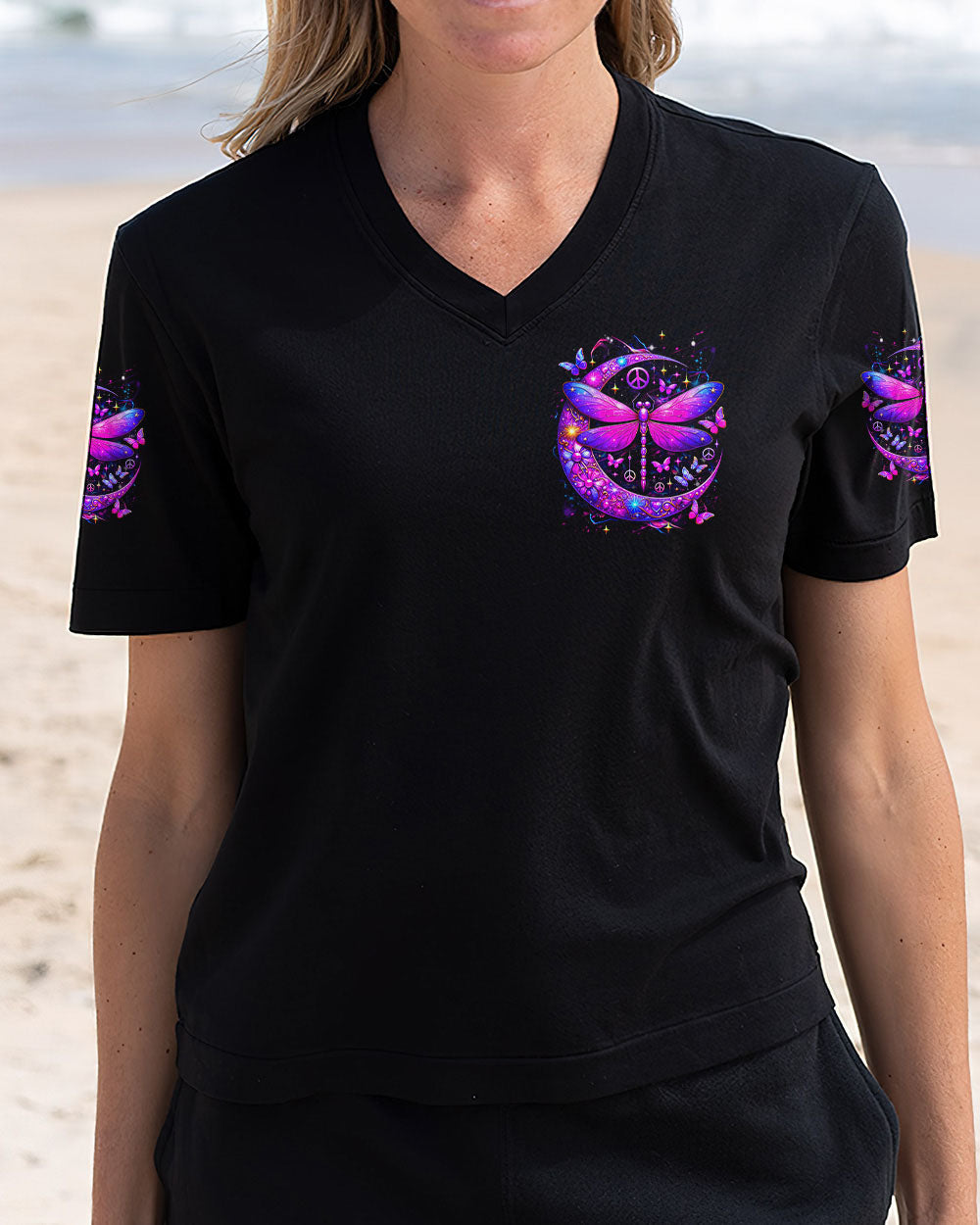 Older Now Still Runnin Purple Peaceful Moon and Dragonfly Graphic AOP Shirts _4_ wQxMQ