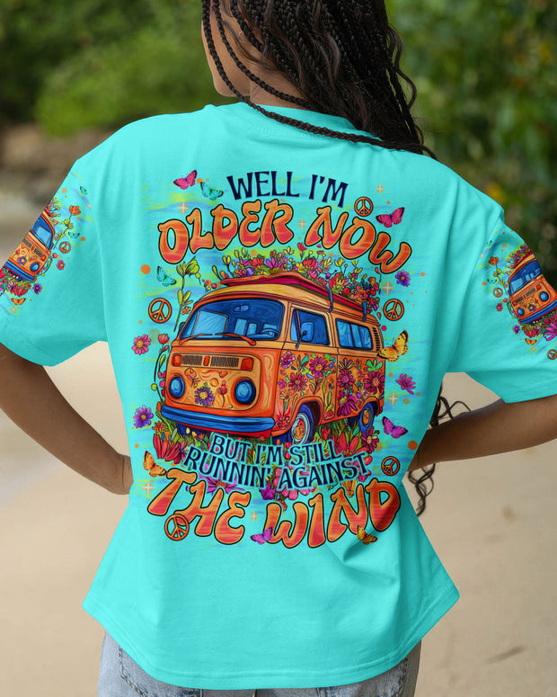 Older Now Still Runnin? Against the Wind - Colorful Peace Bus Graphic - AOP Shirts QT6040701