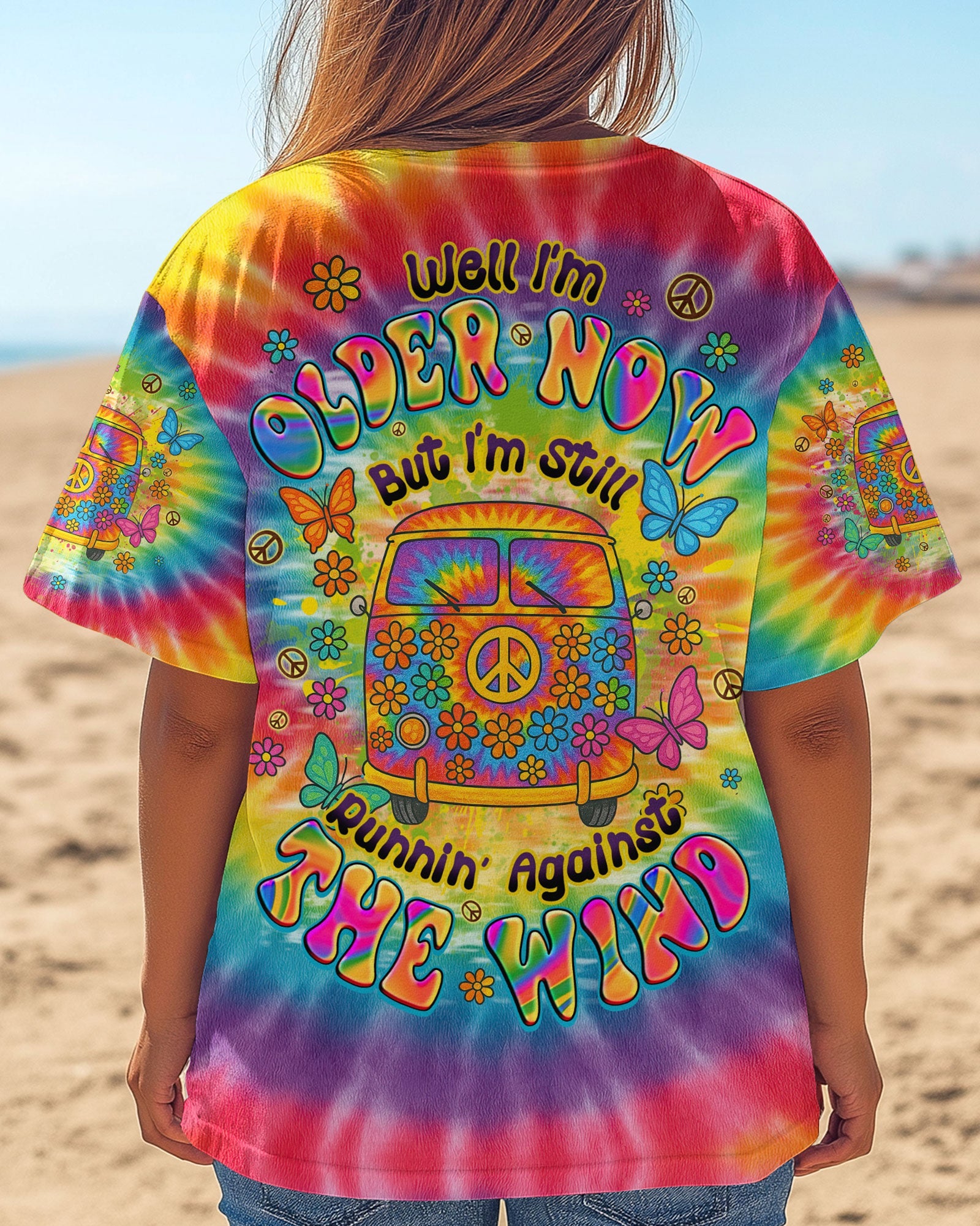 Older Now Still Runnin_E2_80_99 Against the Wind Flower Power Hippie Van Tie Dye AOP Shirts _3_ DCBCr